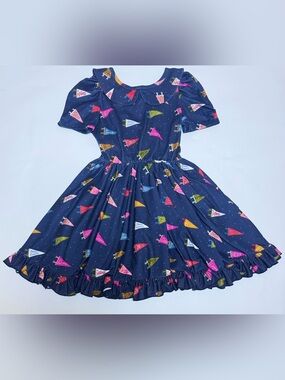 Girlhood Cheer Print Peter Pan Collar Twirl Dress Size 7